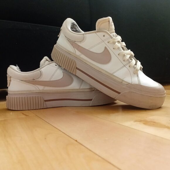 Nike Court Legacy Lift Platform Sneakers | Off-White & Taupe | Size 9 US (Read D - Picture 1 of 11